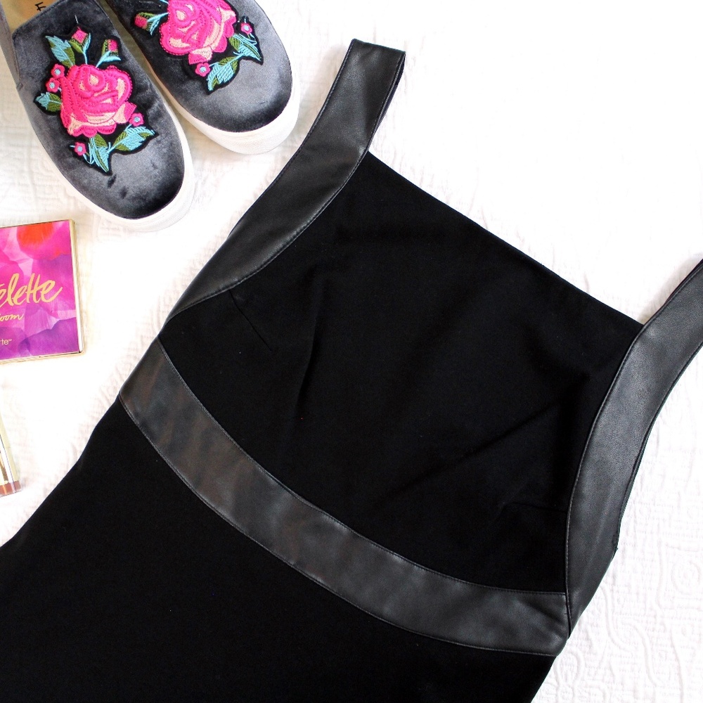 NWT Black Top with Leather Accents